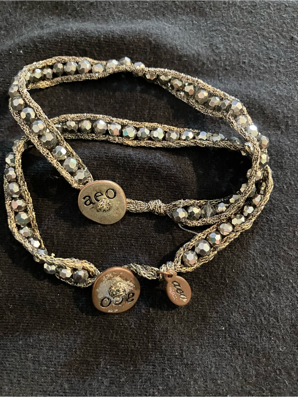 American Eagle Outfitters Silver Faceted Beaded Wrap Bracelets